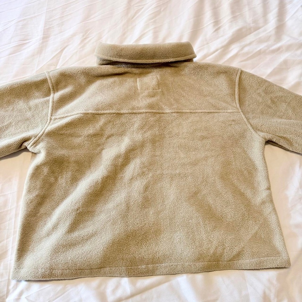 Thread & Supply Tan Fleece Cropped Shacket Button Front Jacket Tan Medium - Picture 5 of 6